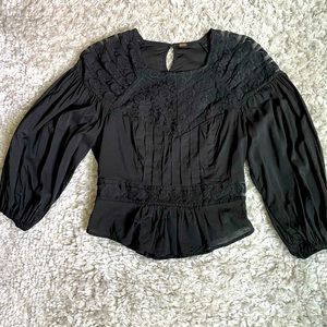 Free People black lace peplum top